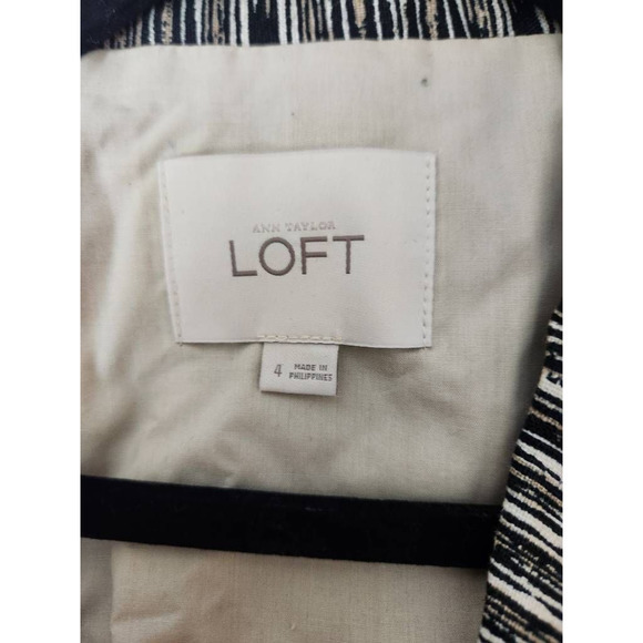 Ann Taylor Loft Womens Blazer Jacket Multicolor Striped Buttons Pleated Linen 4 - Picture 5 of 6